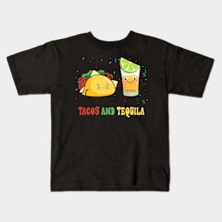 Mexican Tacos And Tequila Cinco De Mayo Mexican Food Tacos Kids T-Shirt